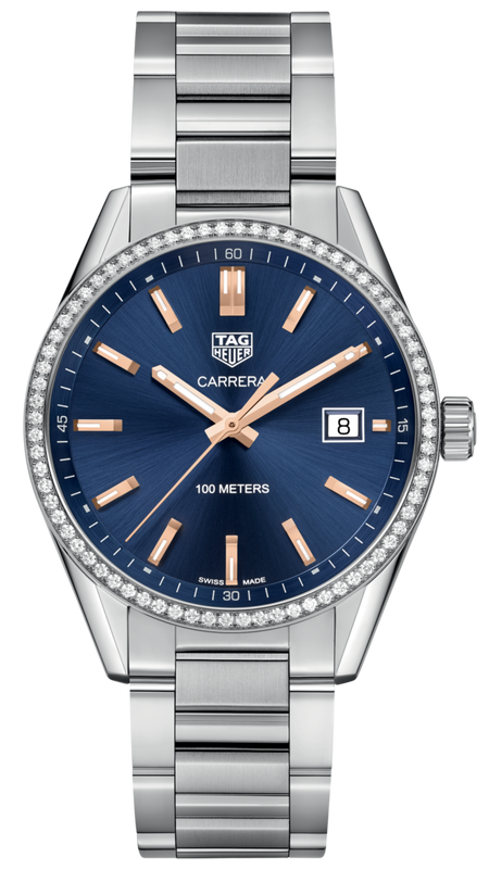 Tag Heuer Carrera Quartz Diamonds Blue Dial Silver Steel Strap Watch for Women - WAR1114.BA0601 Authentic Buy Shop Now