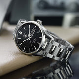 Tag Heuer Carrera Calibre 5 Automatic Black Dial Silver Steel Strap Watch for Men - WAR201A.BA0723 Authentic Buy Shop Now