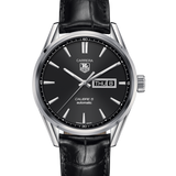 Tag Heuer Carrera Automatic Black Dial Black Leather Strap Watch for Men - WAR201A.FC6266 Authentic Buy Shop Now