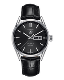 Tag Heuer Carrera Automatic Black Dial Black Leather Strap Watch for Men - WAR201A.FC6266 Authentic Buy Shop Now