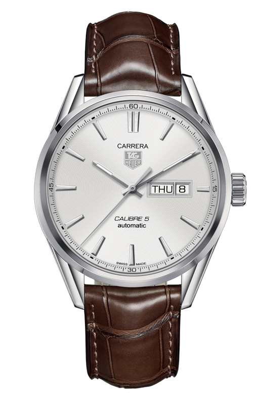 Tag Heuer Carrera Calibre 5 Automatic White Dial Brown Leather Strap Watch for Men - WAR201B.FC6291 Authentic Buy Shop Now