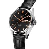 Tag Heuer Carrera Calibre 5 Automatic Black Dial Black Leather Strap Watch for Men - WAR201C.FC6266 Authentic Buy Shop Now