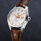 Tag Heuer Carrera Calibre 5 Automatic White Dial Brown Leather Strap Watch for Men - WAR201D.FC6291 Authentic Buy Shop Now