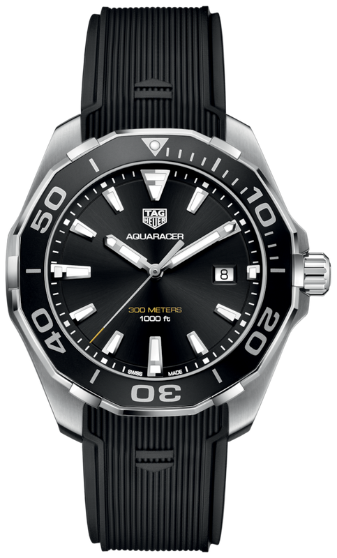 Tag Heuer Aquaracer Quartz Black Dial Black Rubber Strap Watch for Men - WAY101A.FT6141 Authentic Buy Shop Now