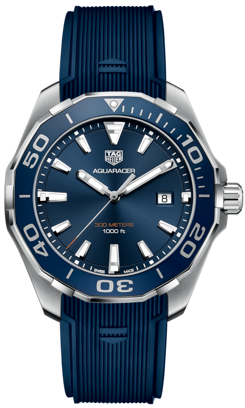 Tag Heuer Aquaracer Quartz Blue Dial Blue Rubber Strap Watch for Men - WAY101C.FT6153 Authentic Buy Shop Now