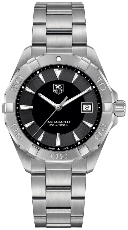 Tag Heuer Aquaracer Quartz Black Dial Silver Steel Strap Watch for Men - WAY1110.BA0928 Authentic Buy Shop Now
