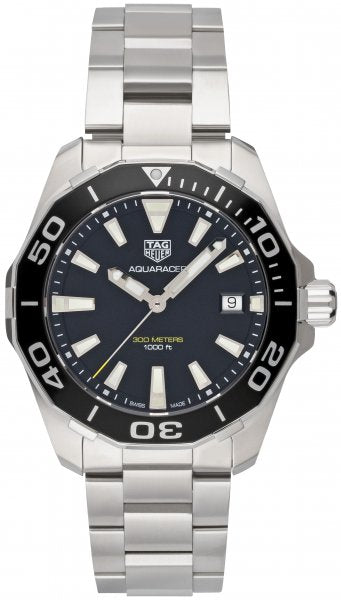 Tag Heuer Aquaracer Black Dial Silver Steel Strap Watch for Men - WAY111A.BA0928 Authentic Buy Shop Now