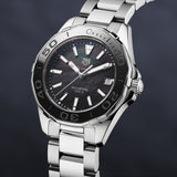 Tag Heuer Aquaracer Quartz Black Dial Silver Steel Strap Watch for Women - WAY131K.BA0748 Authentic Buy Shop Now