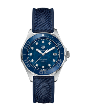 Tag Heuer Aquaracer Quartz Mother of Pearl Blue Dial Blue NATO Strap Watch for Women - WAY131L.FT6091 Authentic Buy Shop Now