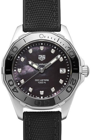 Tag Heuer Aquaracer Quartz Mother of Pearl Black Dial Black NATO Strap Watch for Women - WAY131M.FT6092 Authentic Buy Shop Now