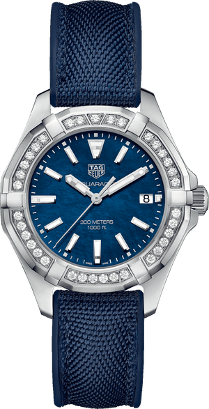 Tag Heuer Aquaracer Quartz Diamonds Blue Dial Blue Nylon Strap Watch for Women - WAY131N.FT6091 Authentic Buy Shop Now
