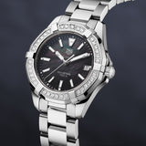 Tag Heuer Aquaracer Quartz Diamonds Black Dial Silver Steel Strap Watch for Women - WAY131P.BA0748 Authentic Buy Shop Now