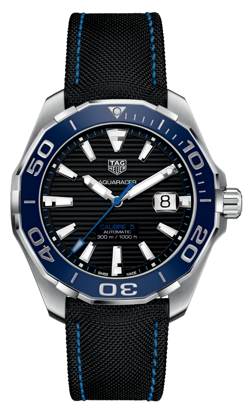 Tag Heuer Aquaracer Calibre 5 Automatic Black Dial Black Nylon Strap Watch for Men - WAY201C.FC6395 Authentic Buy Shop Now