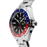 Tag Heuer Aquaracer GMT Caliber 7 Pepsi Black Dial Silver Steel Strap Watch for Men - WAY201F.BA0927 Authentic Buy Shop Now