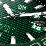 Tag Heuer Aquaracer Calibre 5 Green Dial Silver Steel Strap Watch for Men - WAY201S.BA0927 Authentic Buy Shop Now