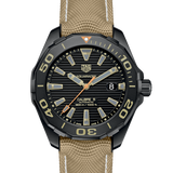 Tag Heuer Aquaracer 300 Calibre 5 Automatic Black Dial Brown Nylon Strap Watch for Men - WAY208C.FC6383 Authentic Buy Shop Now