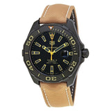Tag Heuer Aquaracer 300 Calibre 5 Automatic Black Dial Brown Nylon Strap Watch for Men - WAY208C.FC6383 Authentic Buy Shop Now