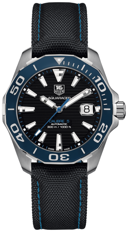 Tag Heuer Aquaracer Calibre 5 Automatic Black Dial Black Nylon Strap Watch for Men - WAY211B.FC6363 Authentic Buy Shop Now
