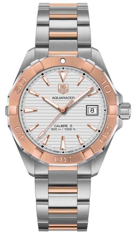Tag Heuer Aquaracer Calibre 5 Automatic White Dial Two Tone Steel Strap Watch for Men - WAY2150.BD0911 Authentic Buy Shop Now