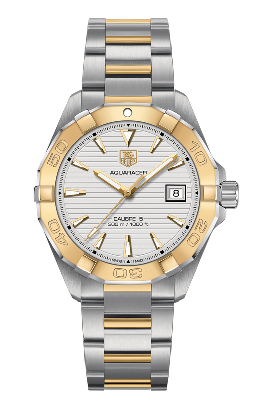 Tag Heuer Aquaracer Calibre 5 Automatic White Dial Two Tone Steel Strap Watch for Men - WAY2151.BD0912 Authentic Buy Shop Now