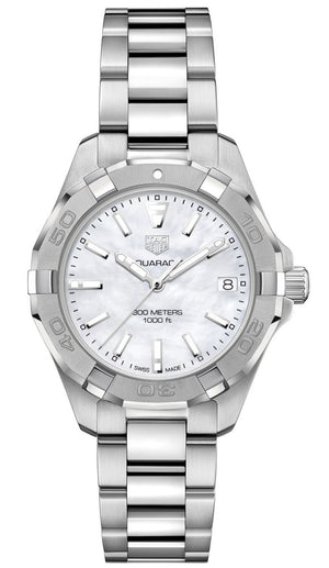 Tag Heuer Aquaracer White Mother of Pearl Dial Silver Steel Strap Watch for Women - WBD1311.BA0740 Authentic Buy Shop Now