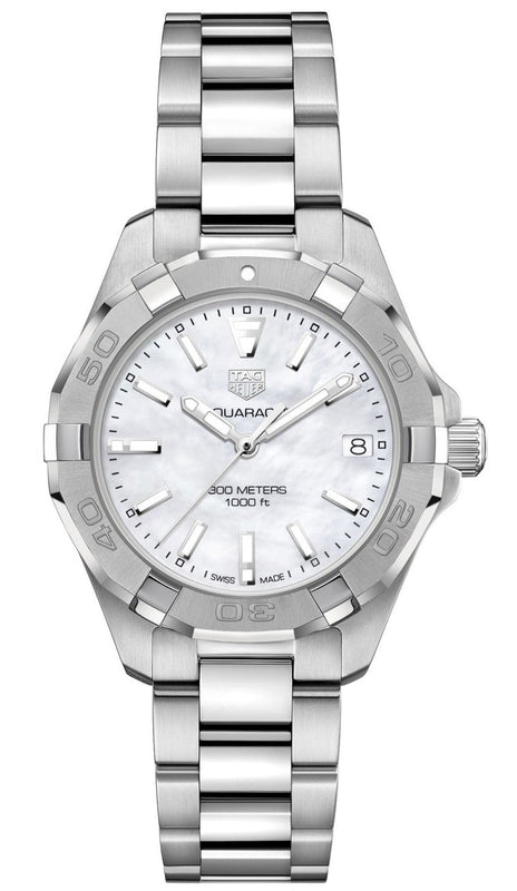 Tag Heuer Aquaracer White Mother of Pearl Dial Silver Steel Strap Watch for Women - WBD1311.BA0740 Authentic Buy Shop Now