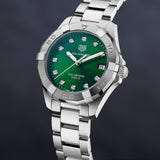 Tag Heuer Aquaracer Diamonds Emerald Green Dial Silver Steel Strap Watch for Women - WBD1316.BA0740 Authentic Buy Shop Now