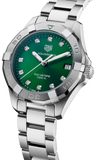 Tag Heuer Aquaracer Diamonds Emerald Green Dial Silver Steel Strap Watch for Women - WBD1316.BA0740 Authentic Buy Shop Now