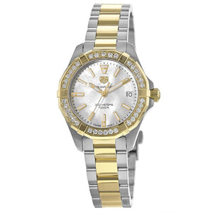 Tag Heuer Aquaracer Diamonds Mother of Pearl Dial Two Tone Steel Strap Watch for Women - WBD1321.BB0320 Authentic Buy Shop Now