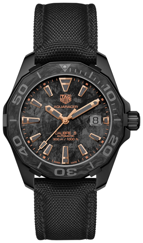 Tag Heuer Aquaracer Calibre 5 Black NATO Strap Carbon Dial Watch for Men - WBD218A.FC6445 Authentic Buy Shop Now