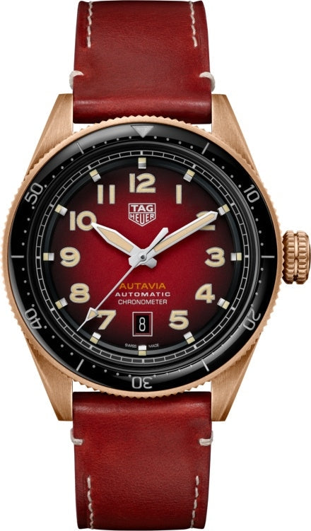 Tag Heuer Autavia Maroon Dial Watch for Men - WBE5193.FC8300 Authentic Buy Shop Now