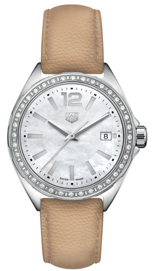 Tag Heuer Formula 1 Quartz Diamonds Mother of Pearl Dial Beige Leather Strap Watch for Women - WBJ131A.FC8254 Authentic Buy Shop Now