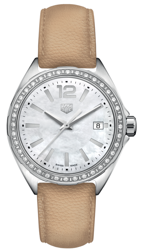 Tag Heuer Formula 1 Quartz Diamonds Mother of Pearl Dial Beige Leather Strap Watch for Women - WBJ131A.FC8254 Authentic Buy Shop Now