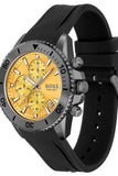 Hugo Boss Admiral Yellow Dial Black Rubber Silicone Strap Watch for Men - 1513968 Authentic Buy Shop Now