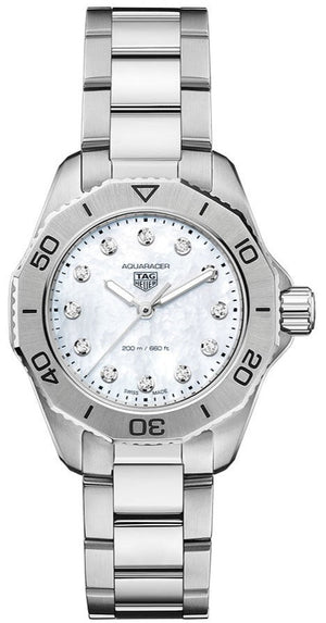 Tag Heuer Aquaracer Professional 200 Quartz Diamond Mother of Pearl Dial Silver Steel Strap Watch for Women - WBP1416.BA0622 Authentic Buy Shop Now