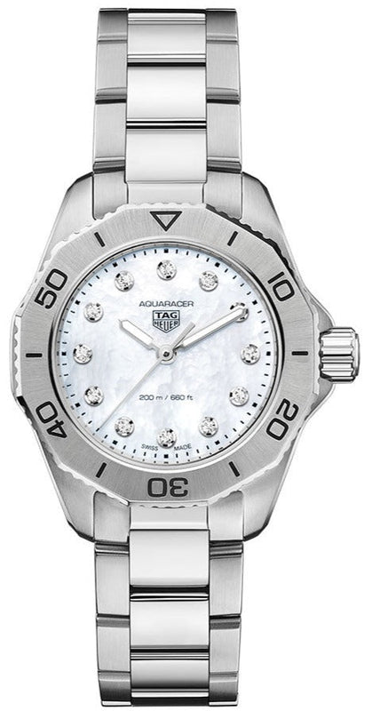 Tag Heuer Aquaracer Professional 200 Quartz Diamond Mother of Pearl Dial Silver Steel Strap Watch for Women - WBP1416.BA0622 Authentic Buy Shop Now