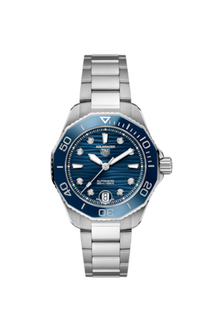 Tag Heuer Aquaracer Professional 300 Automatic Diamonds Blue Dial Silver Steel Strap Watch for Women - WBP231B.BA0618 Authentic Buy Shop Now