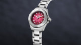 Tag Heuer Aquaracer Professional 200 Automatic Diamond Ruby Red Dial Silver Steel Strap Watch for Women - WBP2414.BA0622 Authentic Buy Shop Now