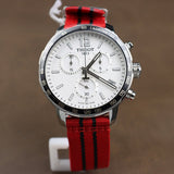 Tissot Quickster Chronograph NBA Chicago Bulls White Dial Red NATO Strap Watch For Men - T095.417.17.037.04 Authentic Buy Shop Now