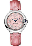 Cartier Ballon Bleu De Cartier Pink Dial Pink Leather Strap Watch for Women - WSBB0007 Authentic Buy Shop Now