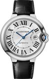 Cartier Ballon Bleu De Cartier Silver Dial Black Leather Strap Watch for Women - WSBB0028 Authentic Buy Shop Now