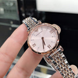 Emporio Armani Gianni T Bar Pink Dial Two Tone Steel Strap Watch For Women - AR11223 Authentic Buy Shop Now