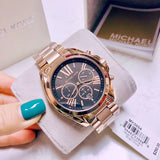 Michael Kors Bradshaw Black Dial Rose Gold Steel Strap Watch for Women - MK5854 Authentic Buy Shop Now