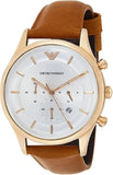 Emporio Armani Quartz Silver Dial Brown Leather Strap Watch For Men - AR11043 Authentic Buy Shop Now