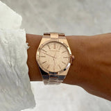 Michael Kors Channing Quartz Rose Gold Dial Rose Gold Steel Strap Watch For Women - MK6624 Authentic Buy Shop Now