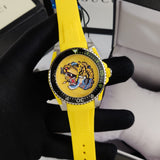 Gucci Dive Tiger Yellow Dial Yellow Rubber Strap Watch For Men - YA136317 Authentic Buy Shop Now