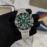Fossil Bannon Chronograph Green Dial Silver Steel Strap Watch for Men - BQ2492 Authentic Buy Shop Now
