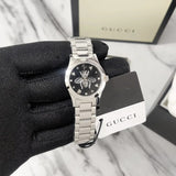 Gucci G Timeless Quartz Diamonds Black Dial Silver Steel Strap Watch For Women - YA1265024 Authentic Buy Shop Now