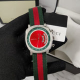 Gucci Grip Quartz Chronograph Red Dial Two Tone NATO Strap Watch for Men - YA157304 Authentic Buy Shop Now