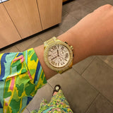 Michael Kors Camille Chronograph White Dial Gold Steel Strap Watch For Women - MK6994 Authentic Buy Shop Now